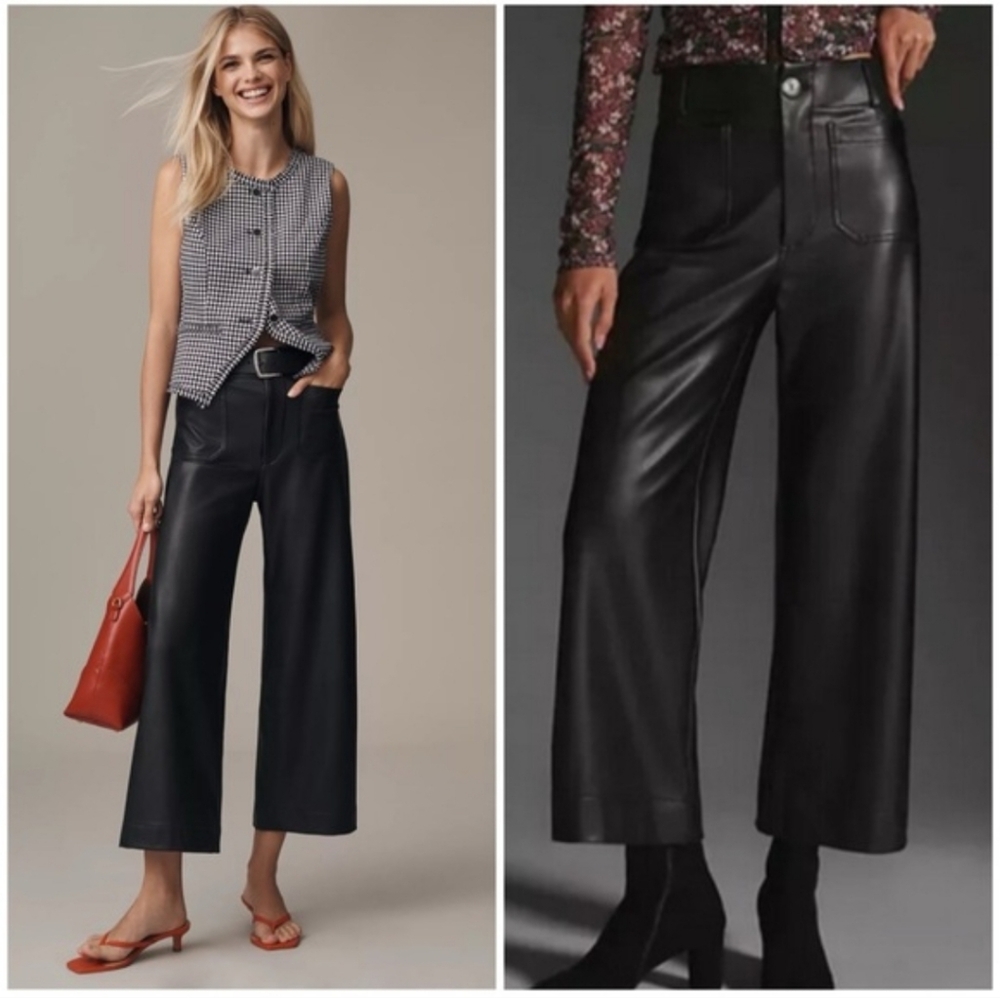 Anthropplogie Maeve Black Leather Cropped Colette